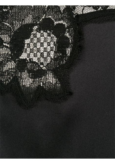 Top in seta nera con bordi in pizzo con spalline sottili DOLCE & GABBANA | O7A00T-FUAD8N0000